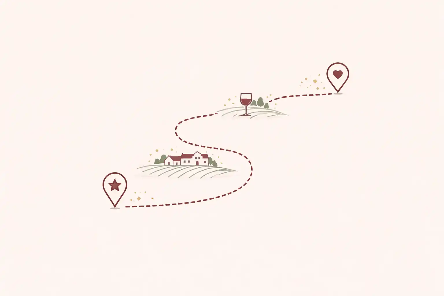 Illustrated WineRoutes journey path